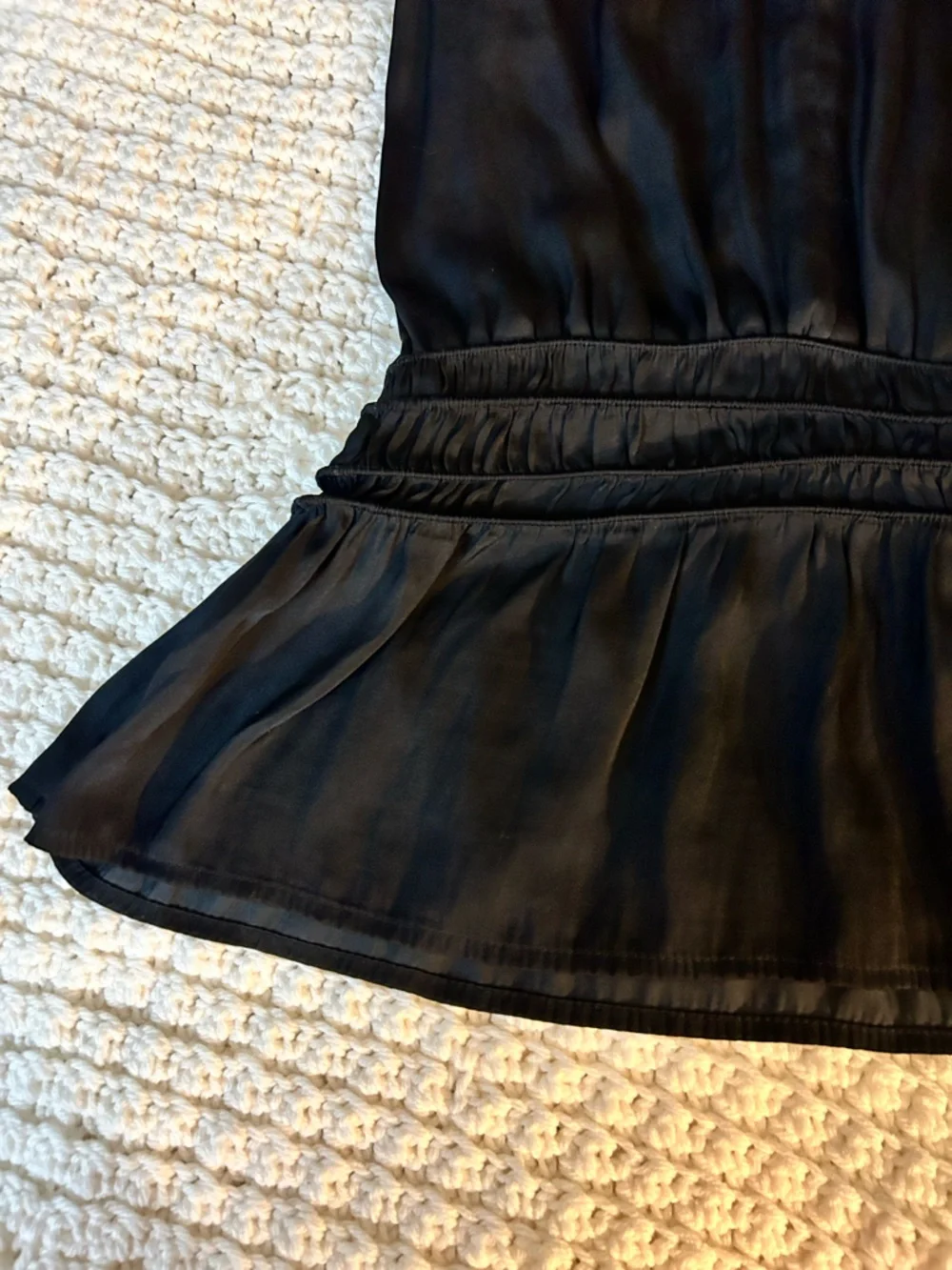 Tahari Black Sleeveless Peplum Ruffle-Trim Camisole